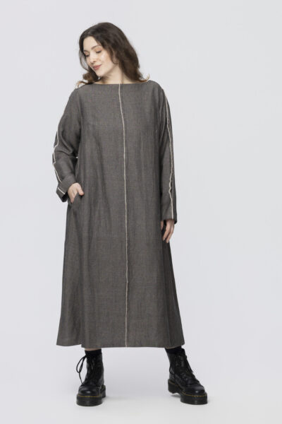 Linia - bawełniana sukienka z ozdobnymi brzegami