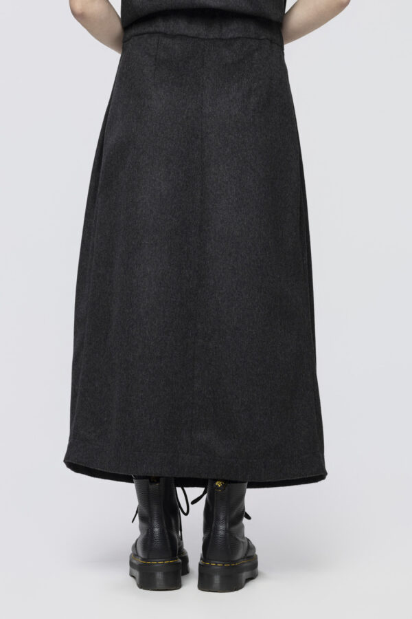 Spódnica Szare Pasmo - długa wełniana spódnica z zakładkami - obrazek 4
