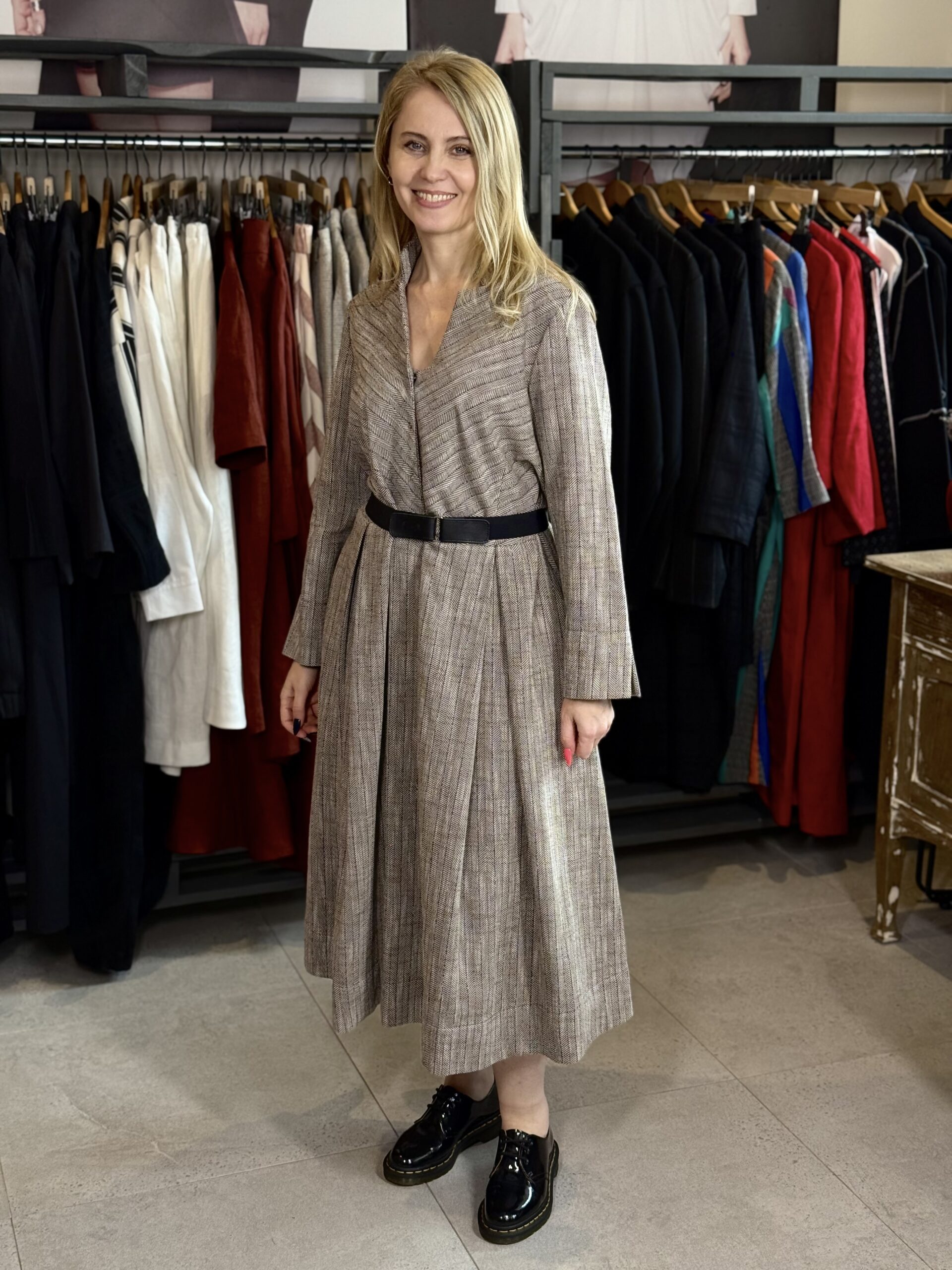 Szlachetna Jodełka - bawełniana sukienka - obrazek 1