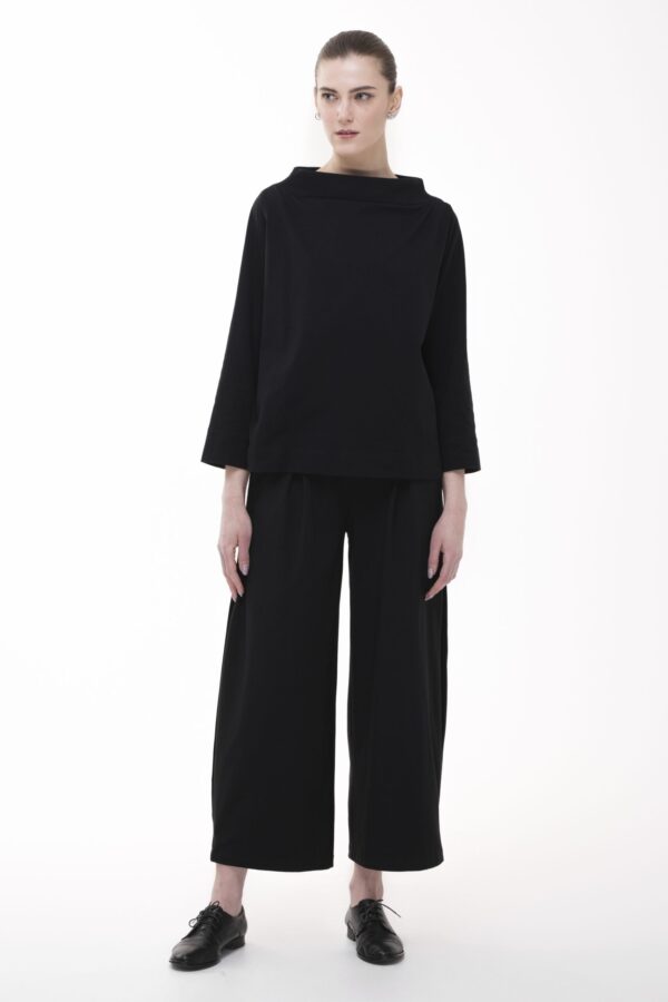 KONTURY - bawełniane spodnie z bocznymi kontrafałdami - obrazek 2