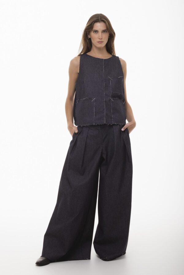 Fuzja - kamizelka jeansowo-wełniana - obrazek 3