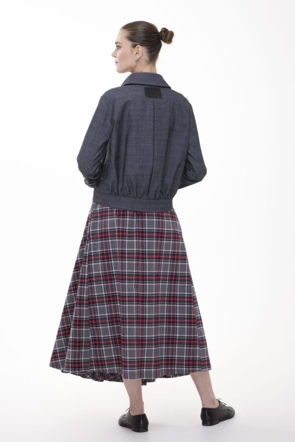 PRZEWROTNA - bawełniana spódnica w kratę z kieszeniami - obrazek 4