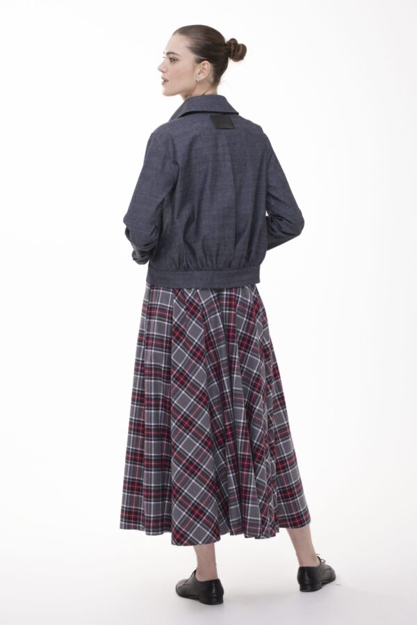 PRZEWROTNA - bawełniana spódnica w kratę z kieszeniami - obrazek 3