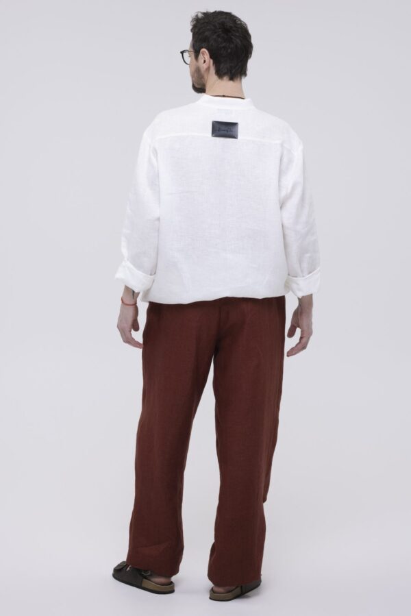 FRAGMENTY - męskie lniane spodnie - obrazek 3