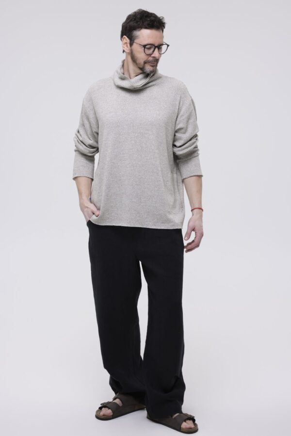 FRAGMENTY black- męskie lniane spodnie - obrazek 3