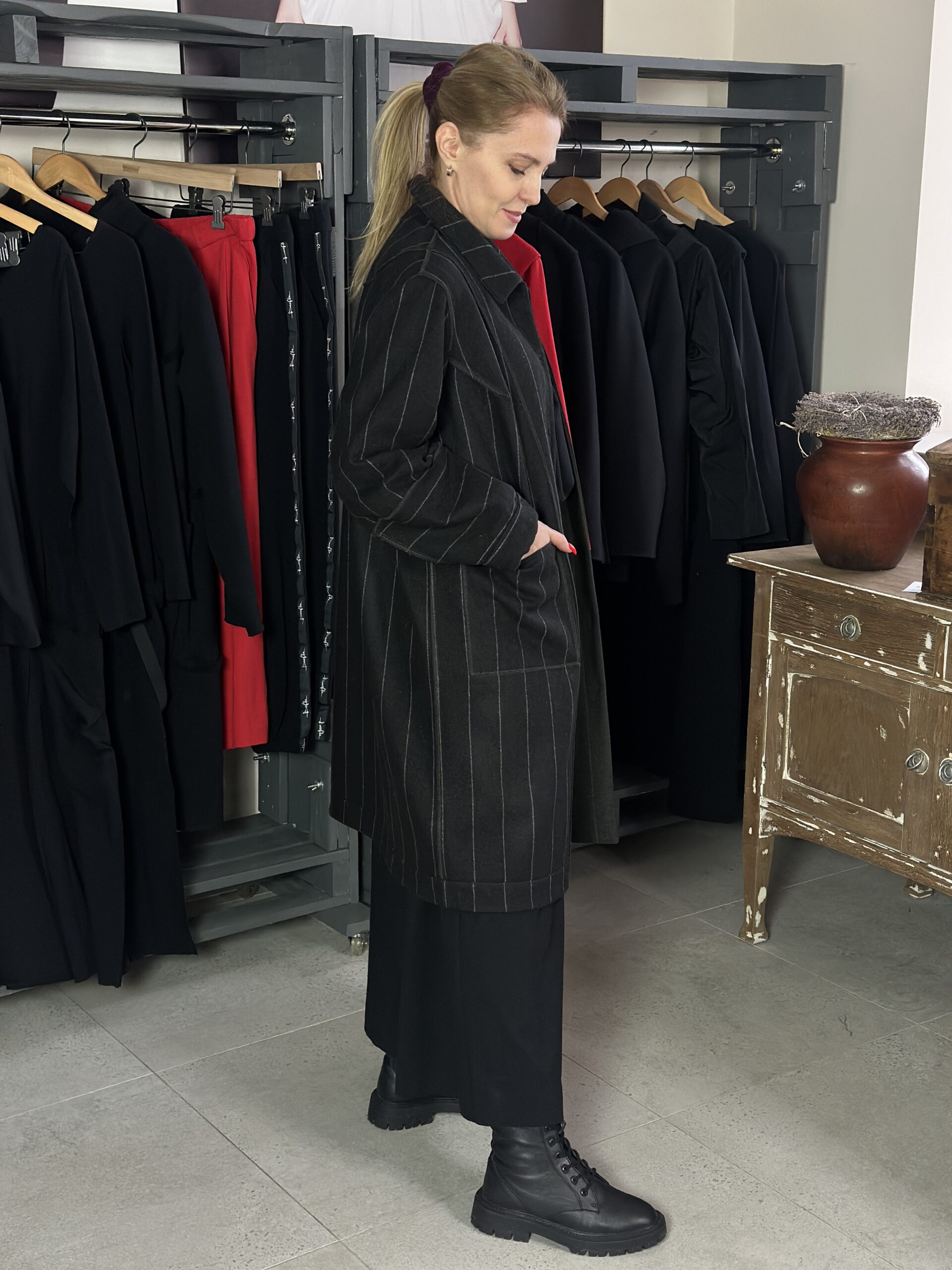 płaszcz MEDAL - dwustronny płaszcz wełniany z kieszeniami - obrazek 4