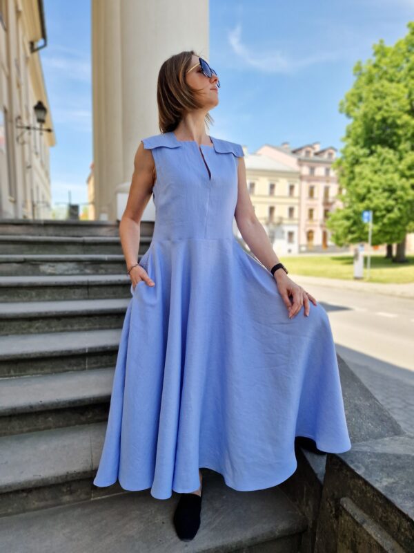Moda Autorska Slow Fashion BezAle - sukienka skolowana blue 1